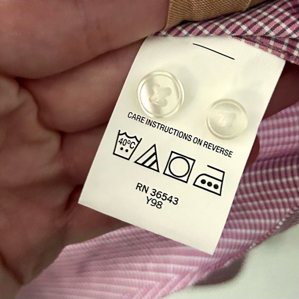 DKNY Tailored Mens Shirt Reddish Pink Check Approximate Size Large *See Details - Picture 6 of 8